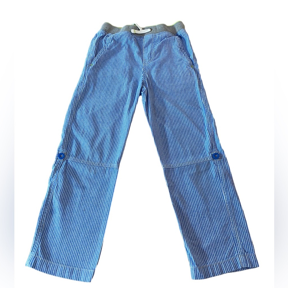 Mini Boden blue and white striped roll up pants size 7